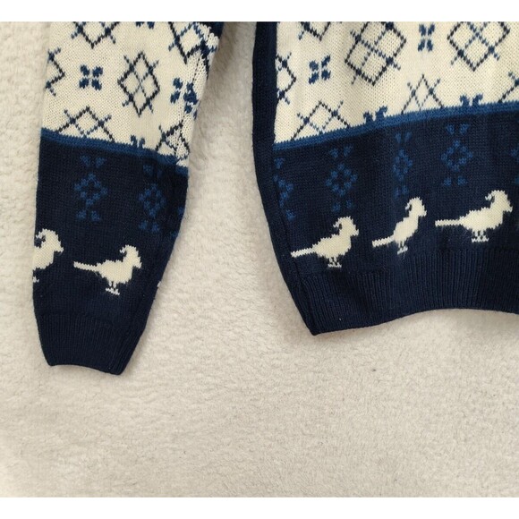 You Look Ugly Today Women Sweater Large Blue Printed 100% Acrylic Knit Pullover - Picture 13 of 16